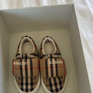 Burberry Kids Checkered Sneakers - Tan and Black